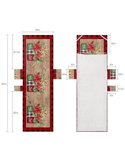 Christmas Poinsettia Beach Lounge Chair Towel Cover, Soft Chaise Lounge Towel with Side Pockets Patio Pool Chairs Cover for Beach/Pool Sunbathing 29x85 Red Black Plaid Xmas Pine Cones Retro