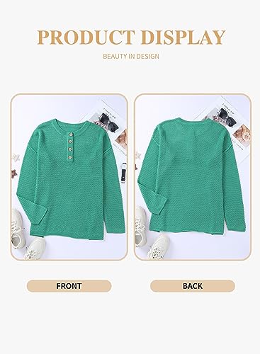 Image of Eytino Womens Plus Size Sweaters Casual Long Sleeve Loose V Neck Button Henley Tops Pullover Knit Jumpers,(1X-5X)