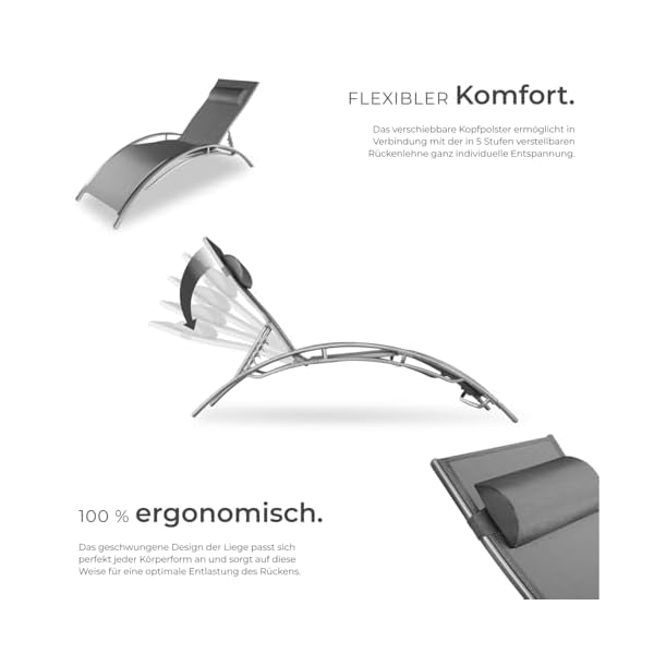 tectake Aluminium Sonnenliege 2er Set Grau
