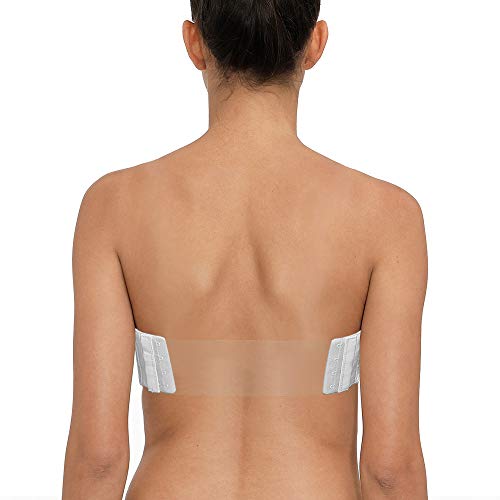 Women's Strapless Push Up Padded Support Backless Plunge Low Cut Convertible Multiway Bra for Wedding White - Image 3