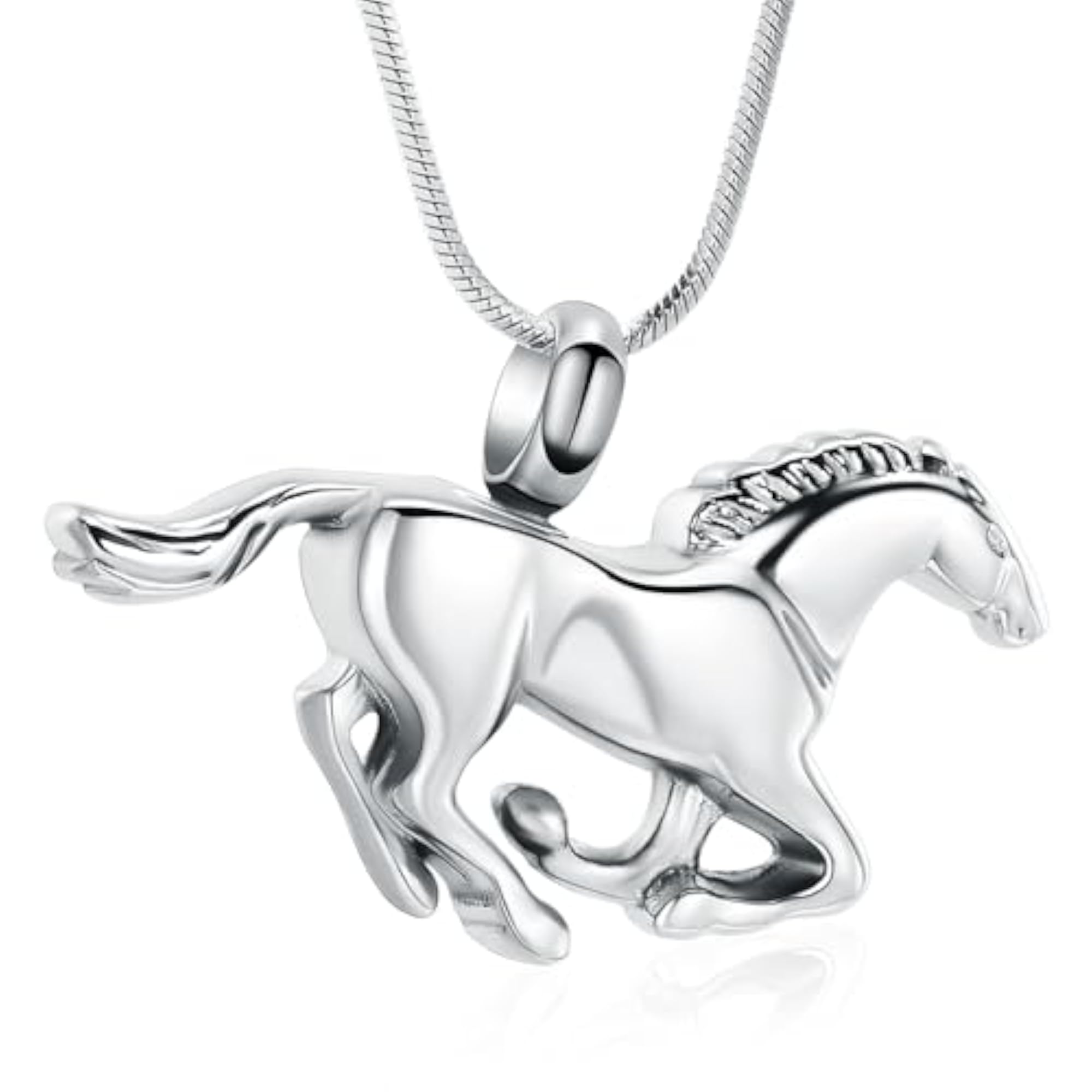 Stainless Steel Running Horse Urn Pendant Necklace for Ashes