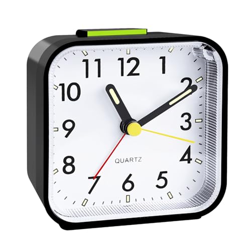 CNMTCCO Reloj Despertador analógico, sin tictac, con luz, a