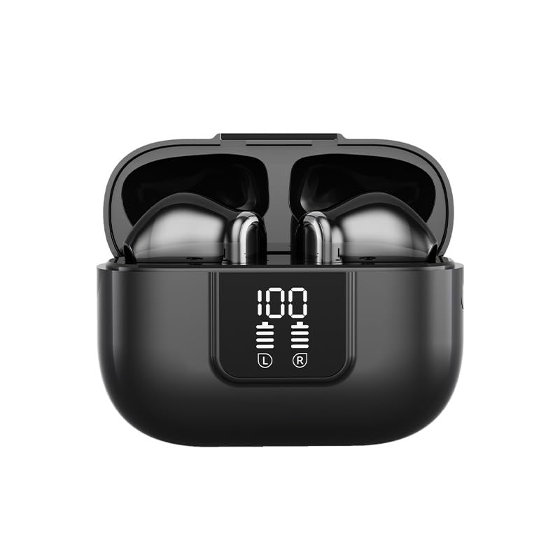 Mosyxe Kabellose Ohrhörer, Bluetooth 5.3, kabellose Kopfhörer mit 4 HD-Mikrofon, HiFi-Stereo, IPX7 wasserdicht, 48 Stunden Spielzeit, Dual-LED-Display, Ladehülle für...
