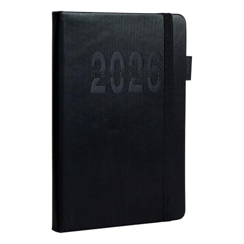 Agenda elegante A5 con cubierta de rayas verticales y cierre seguro