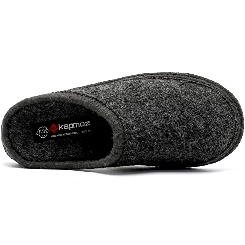 Image of LE KAPMOZ Men's Boiled Wool House Slippers Breathable Winter Warm Slip on Mules Indoor /Outdoor Slipper for Women Two Tone Cap Toe Clog