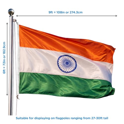 Image of The Flag Corporation Indian National All Weather Outdoor Flag of 6ft x 9ft in Knitted Polyester Hulk Knit