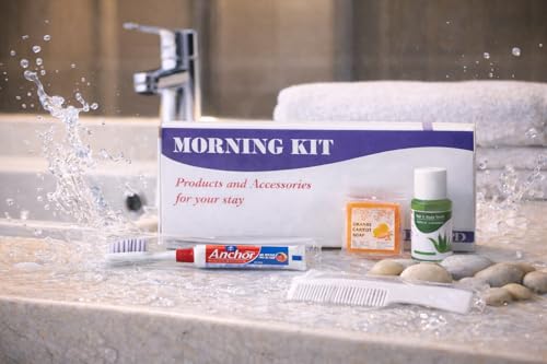 Image of Sevenhills 50 Sets Morning Kit - Guest Toiletry Kit with Toothbrush, Toothpaste, Soap 15g, Hair & Body Wash 20ml, Comb - Hotel Guest Room Amenities, Wedding Return Gift, Travel Essentials for Airbnb, Hospitals, Resorts, Camps