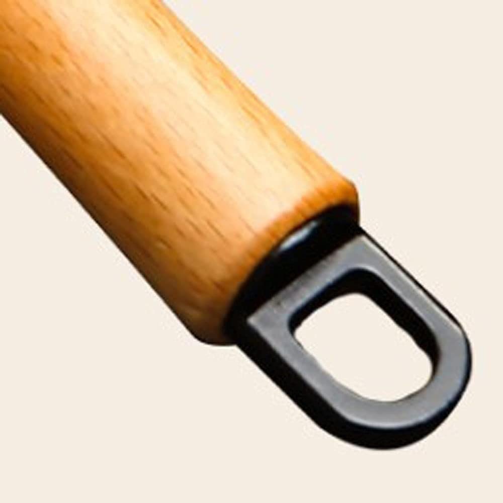Holzlöffel Suppenkelle aus Edelstahl 304 mit Holzgriff, verschleißfest und sturzsicher, gebogener Löffelkopf, lang: 36,5 cm Löffel