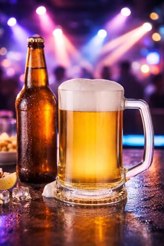 Image of PrimeWorld 500 ml Pub Beer Mug Set of 2 Pcs Strong Glass Mug with Handle, Steins, Freezable Beer Glasses,Everyday Drinking Glasses, Cocktail Glasses Clear