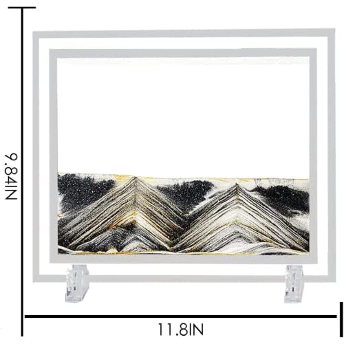 Image of NYRWANA Sand Art, Moving Sand Art,Sand Art Decor Picture Glass Liquid Wall Painting, 3d Deep Sea Sandscape Natural Landscape in Motion Display with Flowing Sand Frame for Home Decor, Diwali Gift Item, (10 inch, Black)