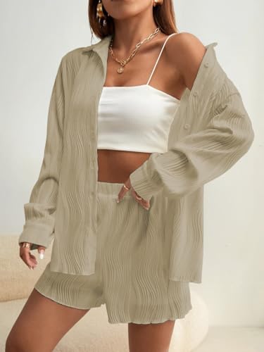 Image of Leriya Fashion Co-Ord Set for Women Stylish | Summer Night Suit for Women | Unique Textured Pattern Pyjama Set for Woman Travel Beach & Holiday Looks | Trendy Top & Shorts for Summer Day Vacations