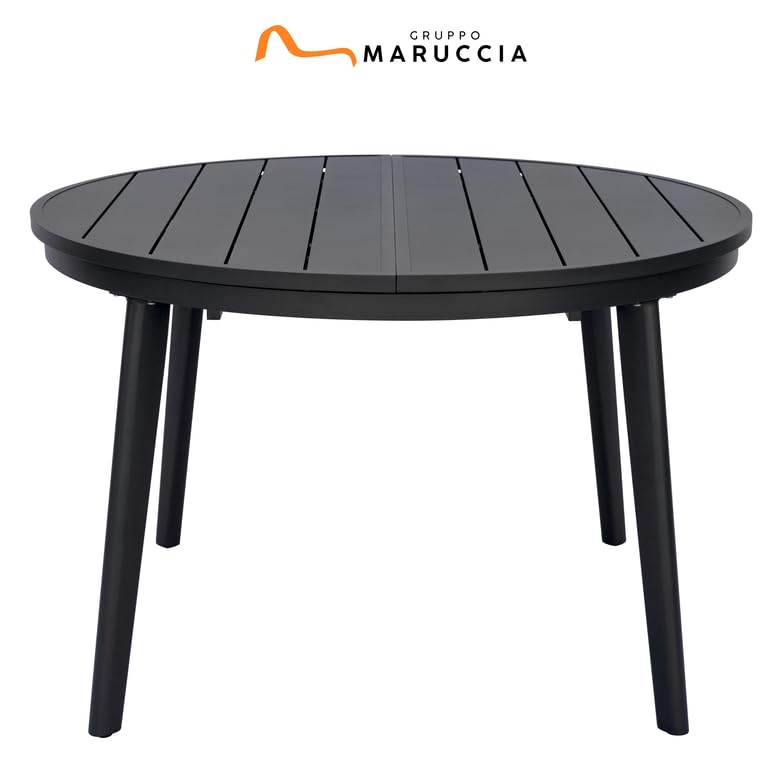 Gruppo Maruccia - Tavolo da Giardino Rotondo in Alluminio - Struttura Allungabile da 120 a 170 cm - Arredo Esterni, Bar, Ristoranti (Antracite)