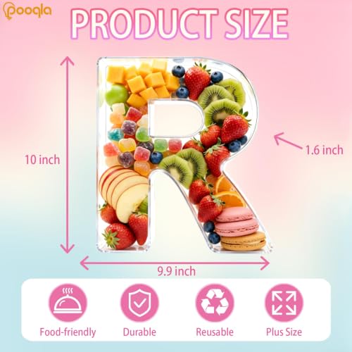Image of Pooqla 10 inch Acrylic Letter Charcuterie Tray Birthday Party Fillable Box R