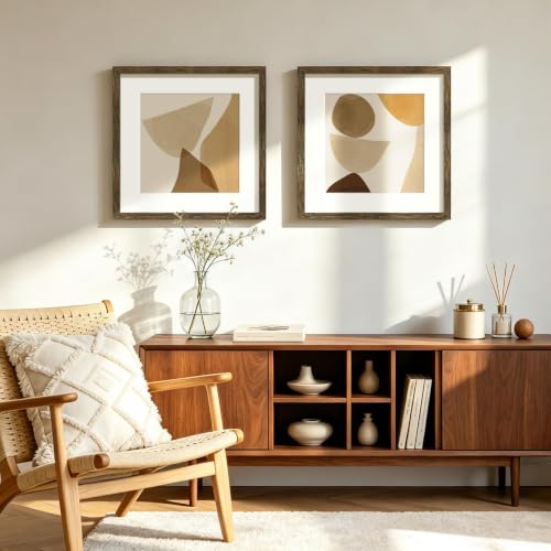 Image of Picrit 16x16 Rustic Brown Picture Frame, Poster Frame for Wall, 3 Pack