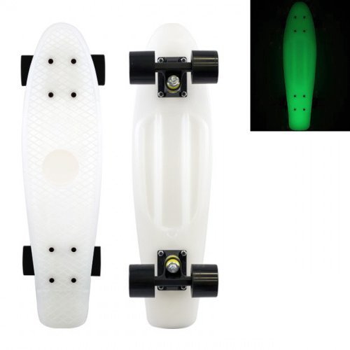 Pop-Lite Blank Vinyl Plastic Cruiser Skateboard 22" Complete Glow/Hover/Solid Black