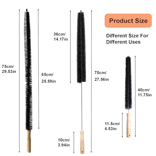 Reicyfang Dryer Vent Cleaner Lint Brush, 3 Pack Dryer Lint Brush Vent Trap Cleaner Long Flexible Refrigerator Coil Brush, Coil and Dryer Vent Brush, Auger Clothes Lint Trap Remover(16+28inch)