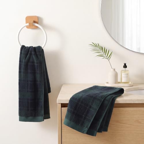 REDKISS 100% Cotton Hand Towels for Bathroom, Green Checkered Towel, 2 Pack — view 7