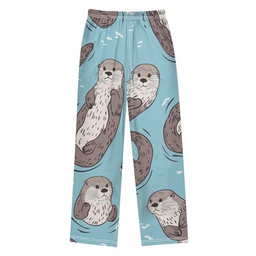 ZZXXB Lovely Otters Boys Long Pants Soft Trousers Elastic Waist Kids Lounge Bottoms with Pockets S-XL2