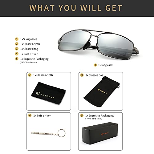 Image of SUNGAIT UV protection Ultra Lightweight Rectangular Polarized Sunglasses