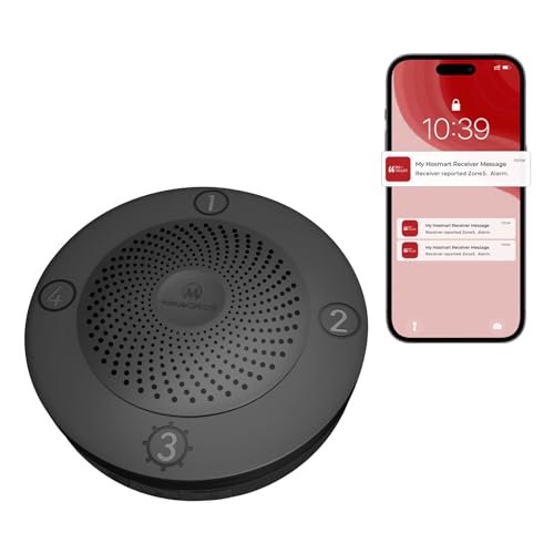 eMACROS Pro 3 Smart Solar Driveway Alarm System (2.4G Wi-Fi), App Push Notifications, 1/2 Mile (2600 ft) Wireless Range Motion Sensor & Plug-in Receiver, Weatherproof Property Alert (Single Receiver)