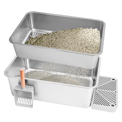 Vinisnugs Litter Box – Extra Large 23.5" Odor-Resistant Double-Layer Sifting Design with Leak-Proof Liner, Easy-to-Clean & Durable, Includes Litter Scoop – for Kittens, Seniors & Multiple Cats