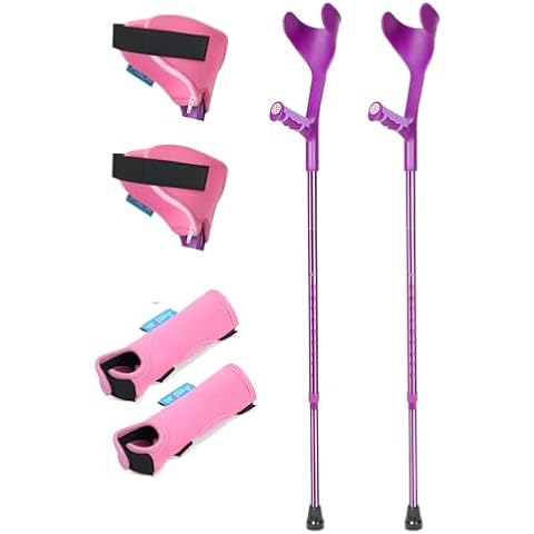 Antdvao Forearm Crutches Pair+ Forearm Crutches Pads, Elastic Crutches Padding for The Elbow, for Open Cuff Crutches, Shock Resistant Increases Walking Comfort Forearm Crutch Pads (Powdered Kit) Cover