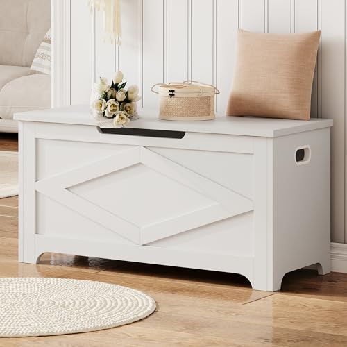 GAOMON Storage Chest, Wooden Toy Storage Bench, Modern Style Lift-Top Toy Chest with Safety Hinge for Entryway, Bedroom, Living Room, Supports 300 Lb and Easy Assembly