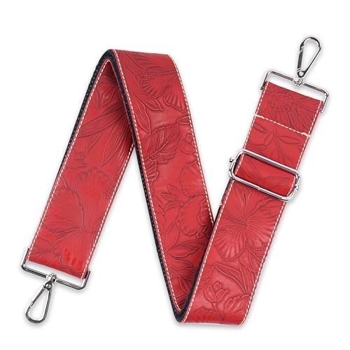 Hennaja Purse Straps Replacement Crossbody,Crochet Purse Strap for Handbags,Wide Shoulder Straps for Bags(5-Carved Dark Red)