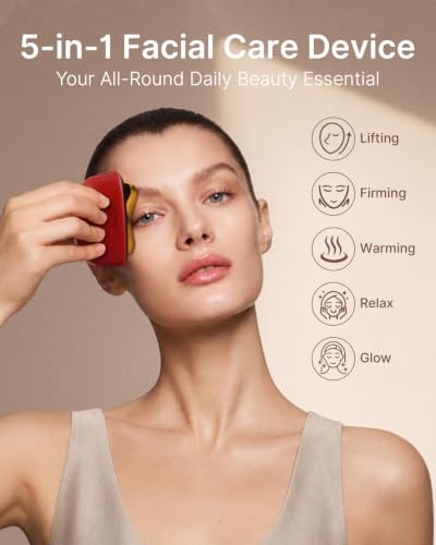 ZDEER PRO Electric Heated Gua Sha Kit, Red Light Face Massager Tool, Red | 2026 Upgraded Facial Care Set, 30ML Lavender Face Oil, Skin Firming Device for Facial Sculpting, Women's Gift for Mom - image 7
