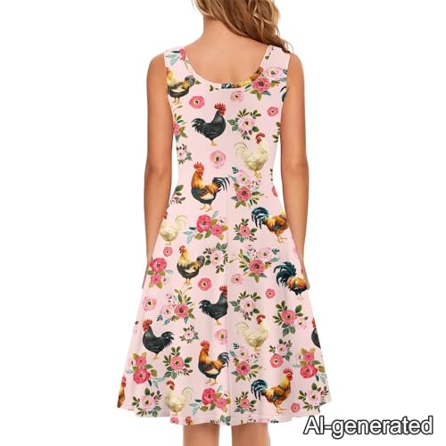 Image of Renewold Women's Sleeveless Tank Dress with Pockets, Casual Scoop Neck A-Line Sundress for Summer, Travel and Vacation