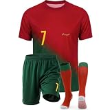 RONBTILLO Soccer Jersey Kids Uniform Set for Youth Boys Girls Training Kit Ages 3-13 (US, Age, 6 Years, 7 Years, Red)