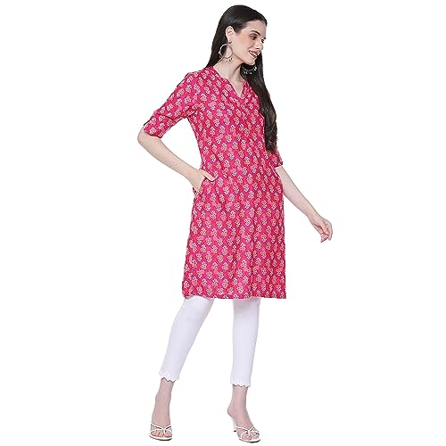 Image of Rangriti Mustard Liva Straight Printed Kurta for Women