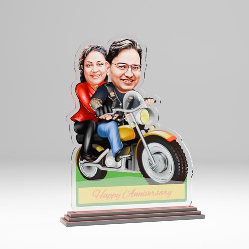 Image of SAVRI Personalized Acrylic Caricature for Couple - Custom Photo Gift (6x8 inches) - Romantic Table Decor, Unique Anniversary, Wedding & Valentine's Day Gift for Husband, Wife, Boyfriend, Girlfriend