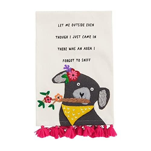 Mud Pie Funny Dog Embroidered Towel, Let Me, 14" x 21"