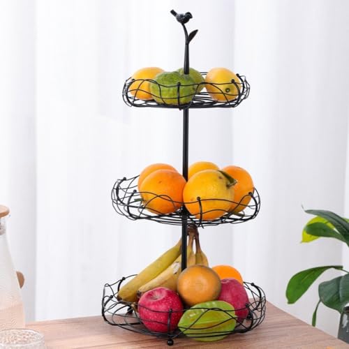 Cesta de frutas de estilo nórdico en metal resistente con estante de dos capas 6