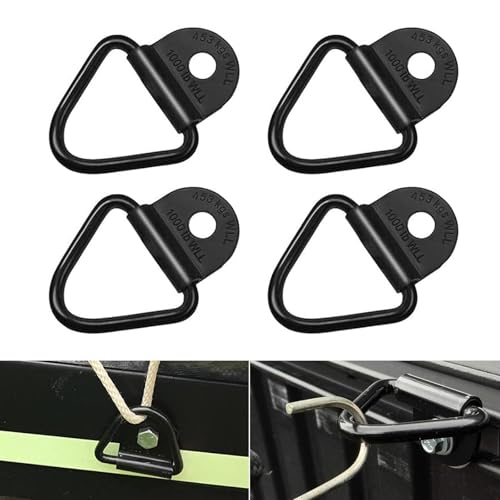 Nomocale 4 PCS Car Tie Down Anchor, Waterproof Durable Metal Truck Bed Tie Down Anchors Accessories, Universal Heavy Duty Rail Tie Down Anchor Replacements for Most Cars (Black)