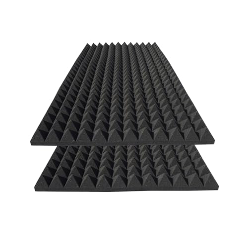 KTOESHEO 2 Pack Pyramid Sound Proof Foam,48x24x2 Inch High Density Soundproof Acoustic Panel for...