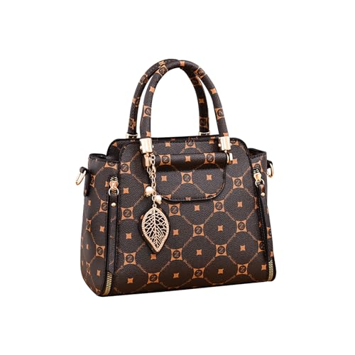 CORIOS Bolsa feminina elegante de couro PU bolsa tiracolo feminina bolsa mensageiro moderna bolsa de alça superior, Café, Large