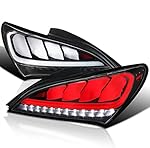 SPEC-D TUNING Black Housing Clear Lens Sequential LED Bar Tail Lights Compatible with 2010-2016 Hyundai Genesis 2Dr Coupe Left + Right Pair Assembly