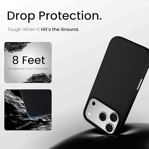 Image of CASEGEAR Silicone Snap Fit Back Cover Case Compatible with iPhone 17 Pro | 8 Feet Drop Protection | Compatible with MagSafe | 360 Protection | Shockproof & Scratch Resistant | Midnight Black