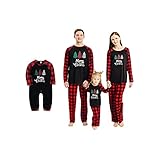 Diseño: conjunto de pijama a juego para la familia de Feliz Navidad. Camisa de manga larga con diseño de árbol de Navidad, ropa de dormir con letras de Feliz Navidad, ropa de dormir a cuadros, ropa de dormir.