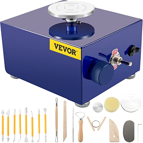VEVOR Mini Roue de Poterie 2000 tr/min 30 W Tour de Potier Électrique Portable Bleu, Machine à Argile Scellée Lavable avec Plateau Tournant, Outil de Bricolage pour Adultes Enfants Céramique Art DIY