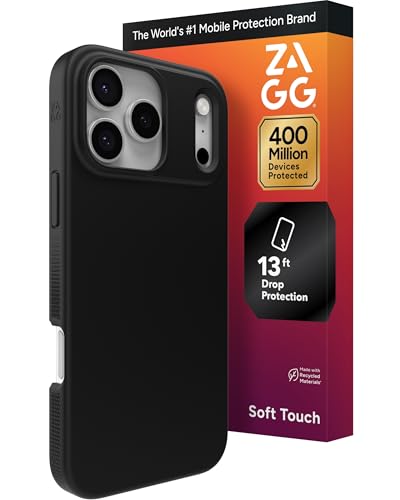 ZAGG Manhattan Snap Phone Case for iPhone 17 Pro Max - Black, Drop Protection (13ft/4m), Soft-Touch Silicone, Slim & Lightweight, Smooth Surface & No-Slip Grip, MagSafe Compatible
