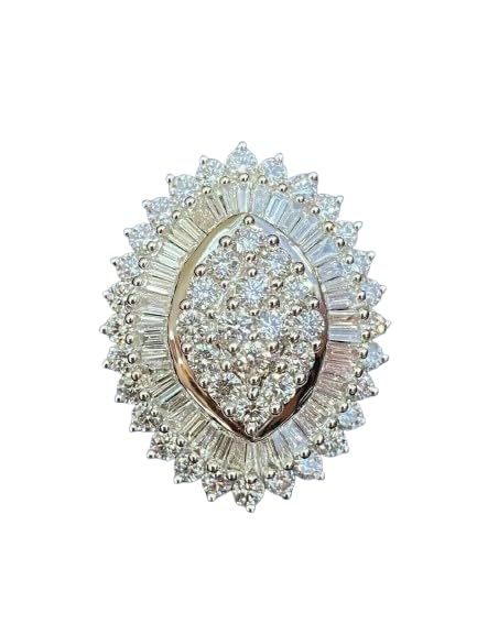 SANTOSH-ENTERPRISES, 3.00Ct Round Cut Lab Created White Diamond Cluster Woman's Flower Engagement Ring 14K Yellow Gold Finish (All Ring Size Available)