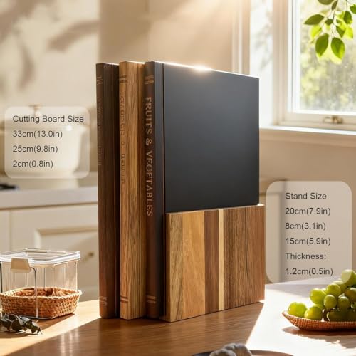 Planches à découper en bois et bloc de rangement compact design livre - 8