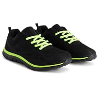 Get Fit Mens Lightweight Gym Fitness Athletic Comfort Cushioned Trainers - Black/Green - 10