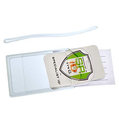 5 Pack - Premium Rigid Airline Luggage Tag Holders With 6" Worm Loops - Heavy Duty Hard Plastic -Suitcase Id Tag Identifiers With Business Card Insert Window By Specialist Id (Translucent/Clear) #TOP4