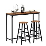 SogesHome Bar Table with 2 Bar Chairs, Kitchen Counter with Bar Chairs,Breakfast Bar Table Sets, for...
