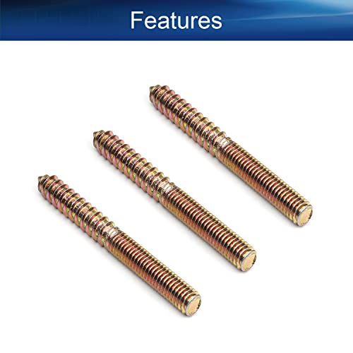 Image of Double Headed Hanger Bolts M8x75mm Carbon Steel Self-Tapping Screw for Pet Furniture, Outdoor Furniture, Household Furniture,Bronze 15PCS