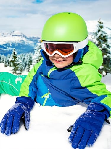 Image of SATINIOR 2 Pairs Kids Waterproof Winter Snow Gloves Ski Gloves for Boy Girl Outdoor Warm Thickening Snowboard